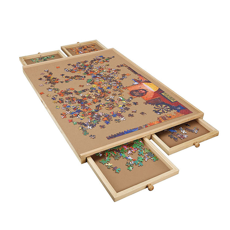 1000 Piece Puzzle Table, 4 Drawers, 29"x21" Wooden Jigsaw Puzzle Plateau, Puzzle Accessories Board for Adults, Puzzle Organizer Storage System, Gift for Mom