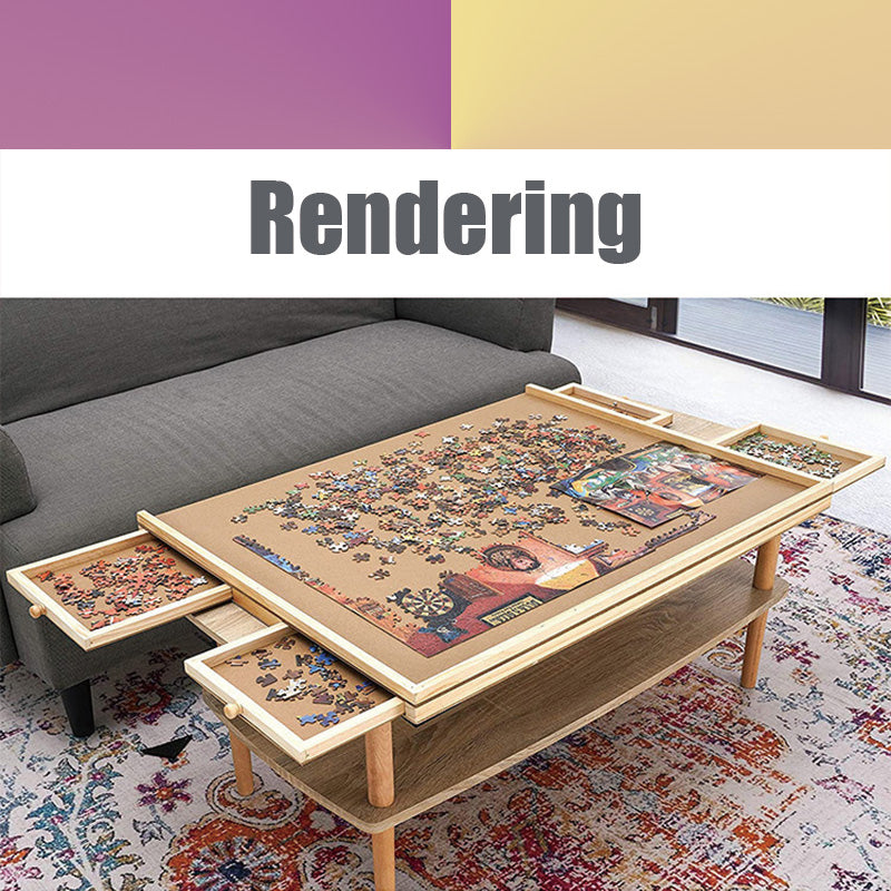 1000 Piece Puzzle Table, 4 Drawers, 29"x21" Wooden Jigsaw Puzzle Plateau, Puzzle Accessories Board for Adults, Puzzle Organizer Storage System, Gift for Mom