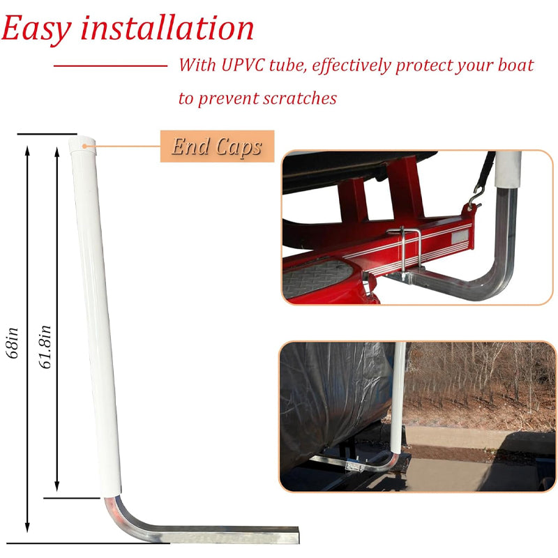 60" Boat Trailer Guide 316L Stainless Steel Trailer Post Guide on White UPVC Tube Trailer Guide Bars