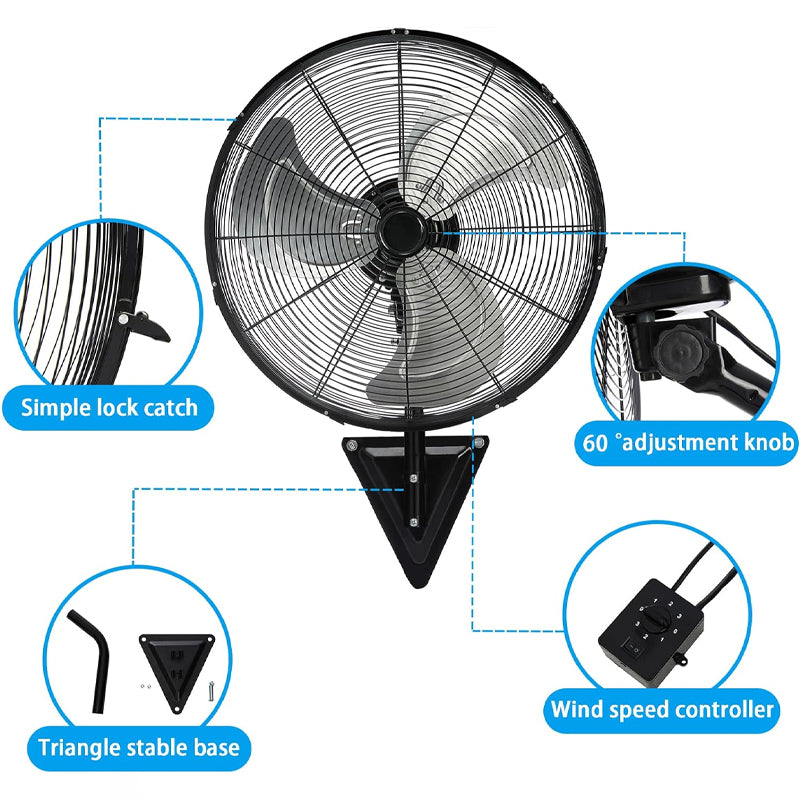 18 Inch Wall Mount Fan High Velocity 3-Speed Wall Fan 5500 CFM Industrial Outdoor Wall Fan