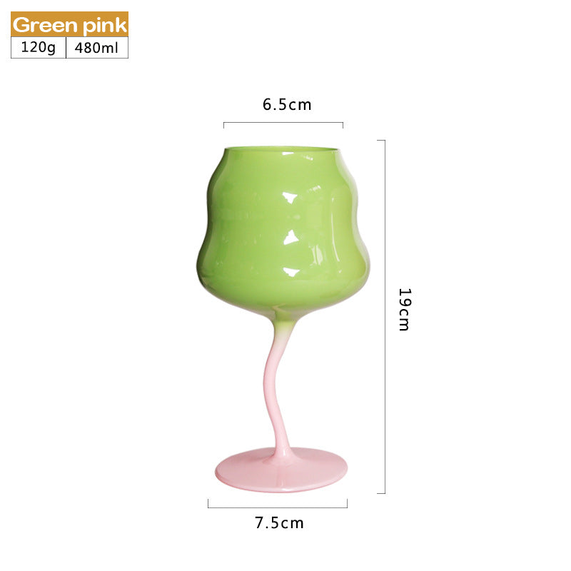 480ml Macaron Retro Twist Cup Colored Glass Wine Stemware Lead-Free Glass Goblet