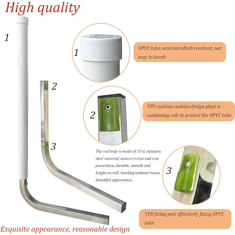 60" Boat Trailer Guide 316L Stainless Steel Trailer Post Guide on White UPVC Tube Trailer Guide Bars