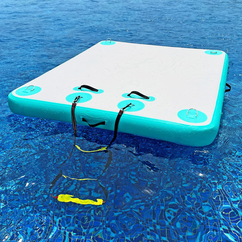 6 x 5ft Inflatable Floating Dock 455lbs Capacity Dock Platform Floating Island Raft for Pool Beach Ocean