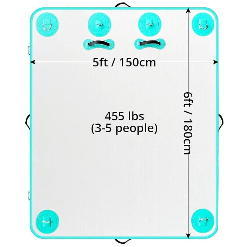 6 x 5ft Inflatable Floating Dock 455lbs Capacity Dock Platform Floating Island Raft for Pool Beach Ocean