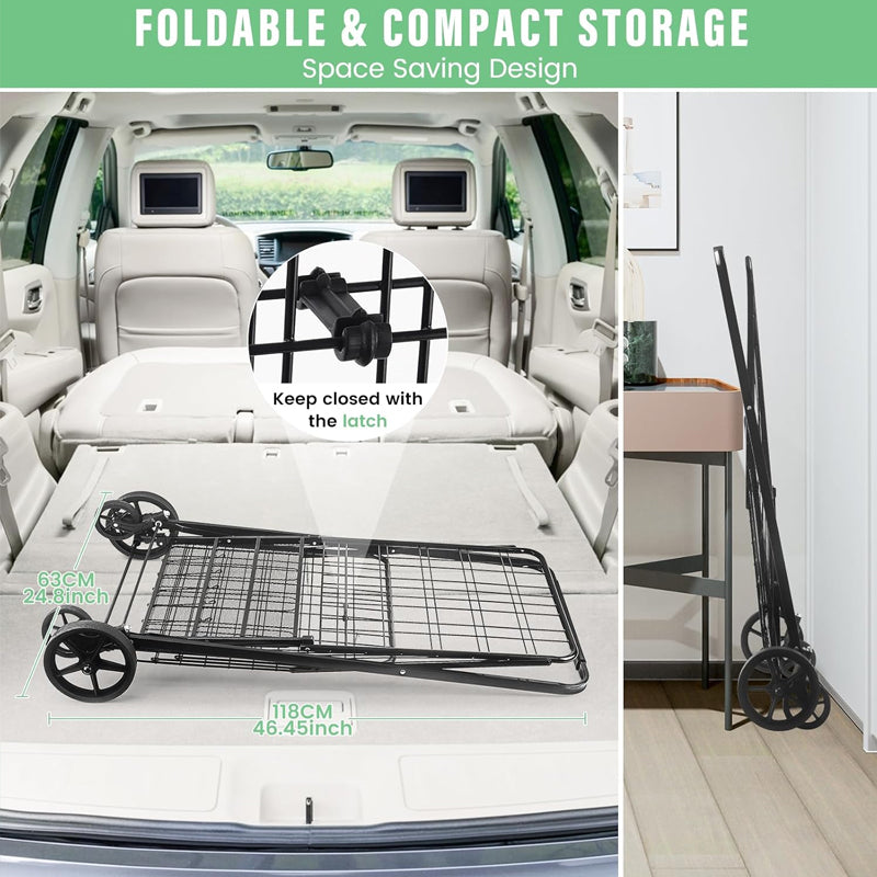 Extra Large Shopping Cart 450 lbs Folding Shopping Cart with 360° Swivel Wheels Heavy Duty Utility Cart