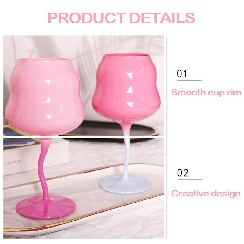 480ml Macaron Retro Twist Cup Colored Glass Wine Stemware Lead-Free Glass Goblet