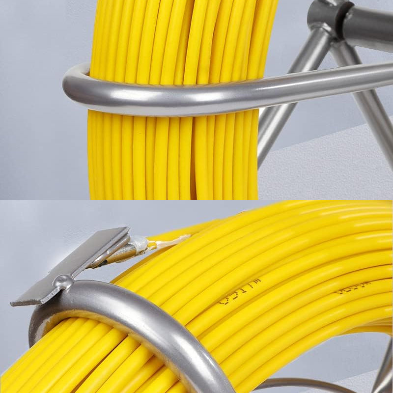 425 FT Fish Tape Fiberglass 1/4 inch Duct Rodder Fishtape Wire Puller with Steel Reel Stand