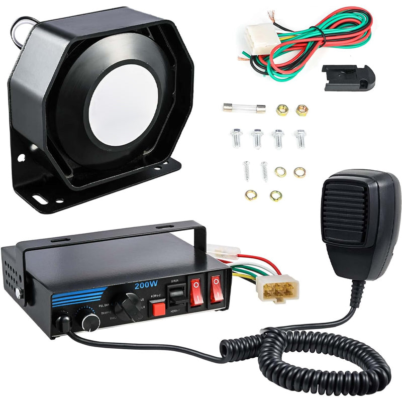 200W 9 Sound Loud Police Siren 120-150dB PA System Speaker Emergency Warning Alarm