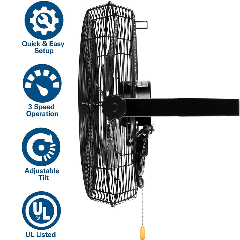 20 Inch Wall Mount Fan 2 PCS High Velocity Industrial Wall Fan Max. 4600 CFM Wall Mount Fan
