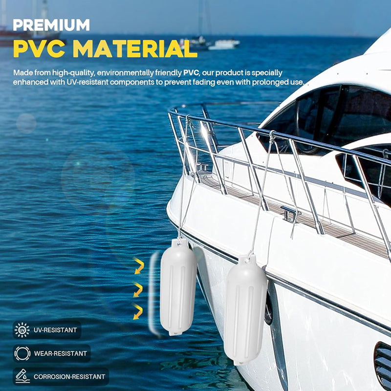 8.5" × 27" Boat Fenders 4pcs Bumper Dock Shield Protection with Ropes and Pump to Inflate