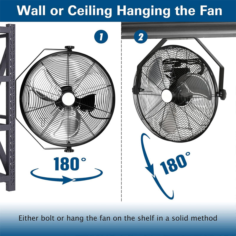 20 Inch Wall Mount Fan 2 PCS High Velocity Industrial Wall Fan Max. 4600 CFM Wall Mount Fan