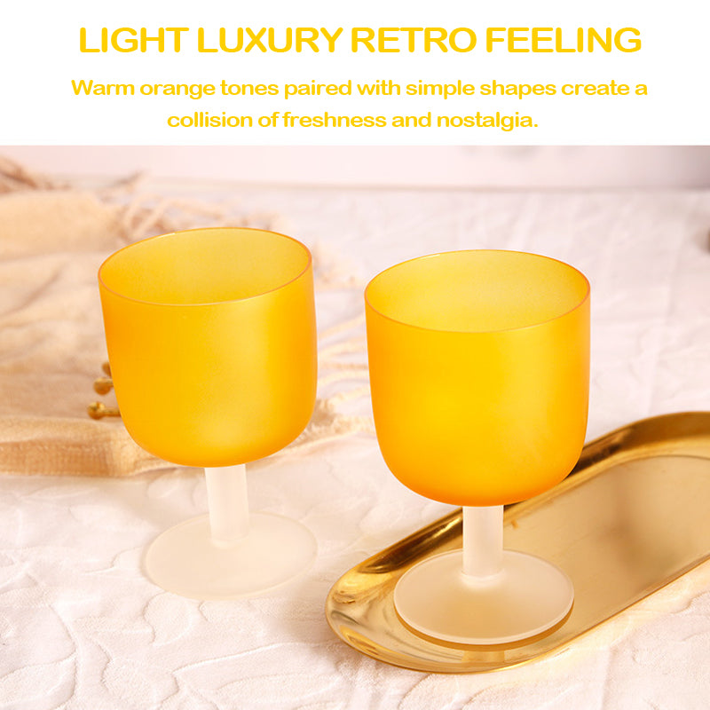 Orange Frosted Wine Glass Stemware Champagne Glass Red or White Wine Glassy