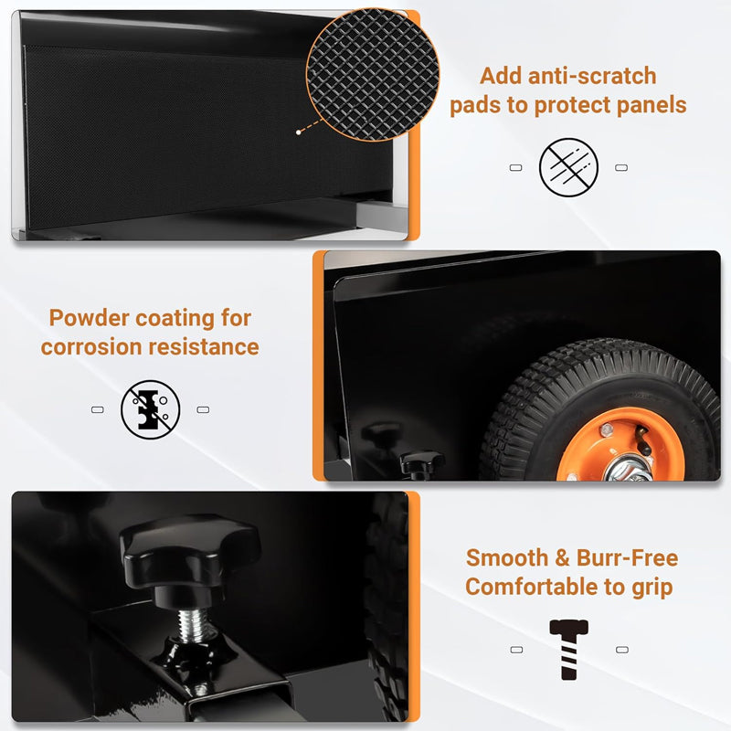 600 lbs Panel Dolly with 8" Pneumatic Wheels Heavy Duty Plywood Dolly for Moving Wood Panels