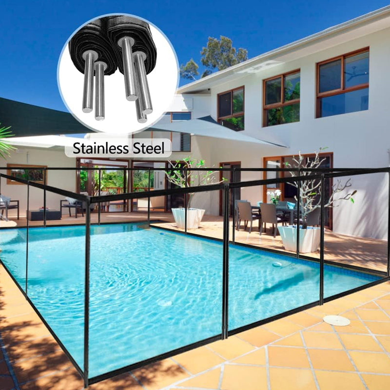 4 x 12 Ft Pool Fence Removable DIY Pool Fence Aluminum Tubes Mesh Pool Fence for Inground Pools