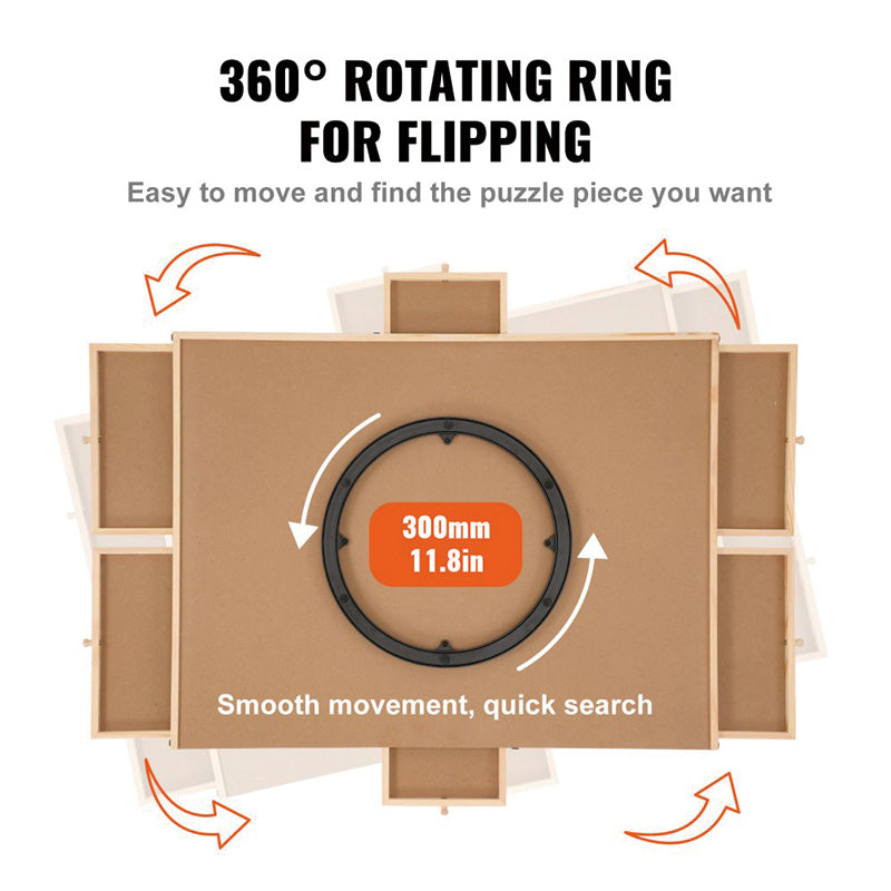 1000 Piece Puzzle Board with 4 Drawers, 29"x21.6" Rotating Wooden Jigsaw Puzzle Plateau, Portable Puzzle Accessories for Adults, Puzzle Organizer & Puzzle Storage System