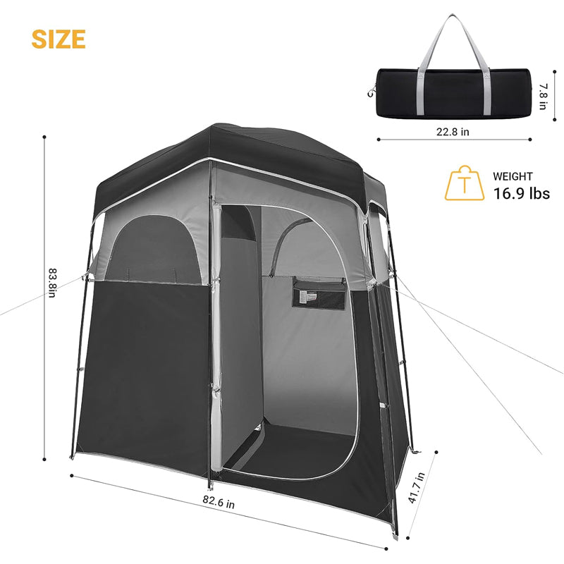 Camping Shower Tent 2 Rooms Oversize Privacy Tent 150D Oxford Privacy Shelter with Storage Bag