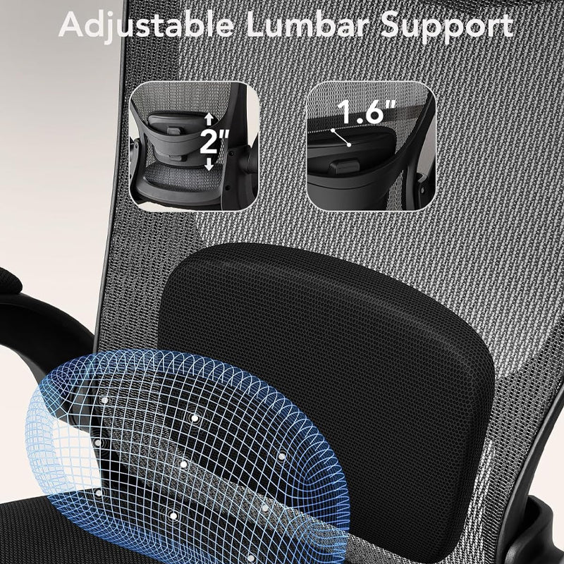 Office Chair 300 lbs Weight Capacity Adjustable Lumbar Support Ergonomic Office Chair with Wheels