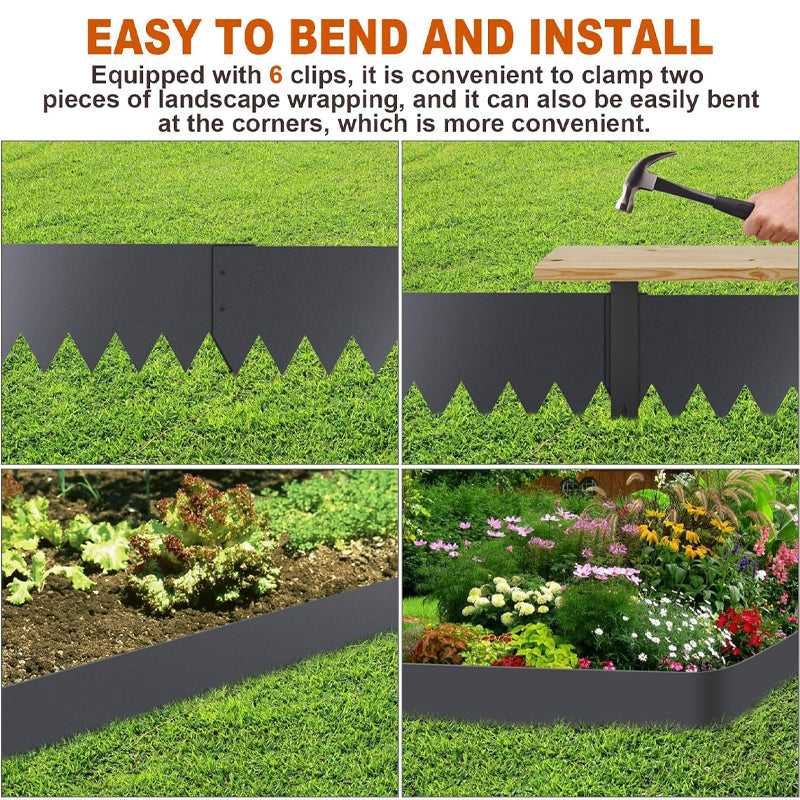 40" L x 8" H Steel Landscape Edging 6pcs Hammer-in Edging Border for Yard Garden Lawn