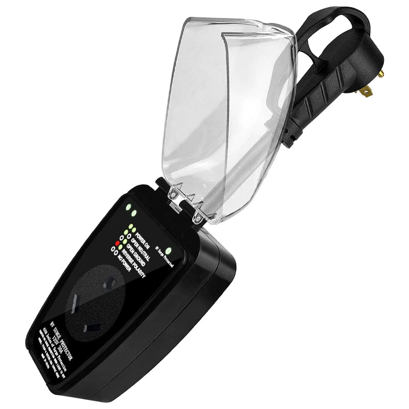 30 Amp RV Surge Protector 4100 Joules Waterproof Cover Power Protector with Circuit Analyzer