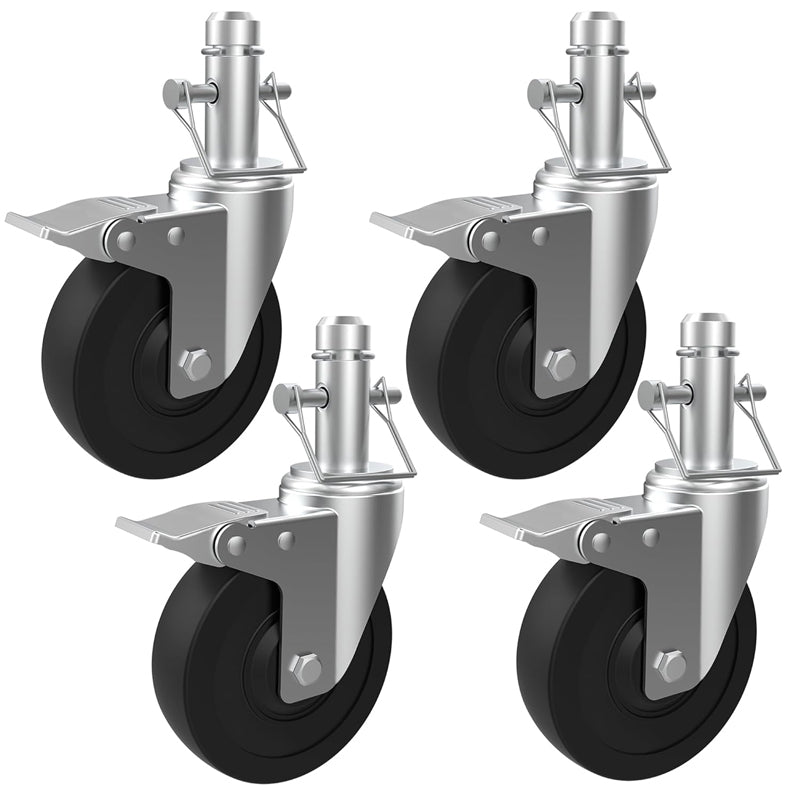 5" Scaffolding Wheels 4 Pack Scaffold Wheels 1" Round Tubing Style 280 lbs Baker Wheels