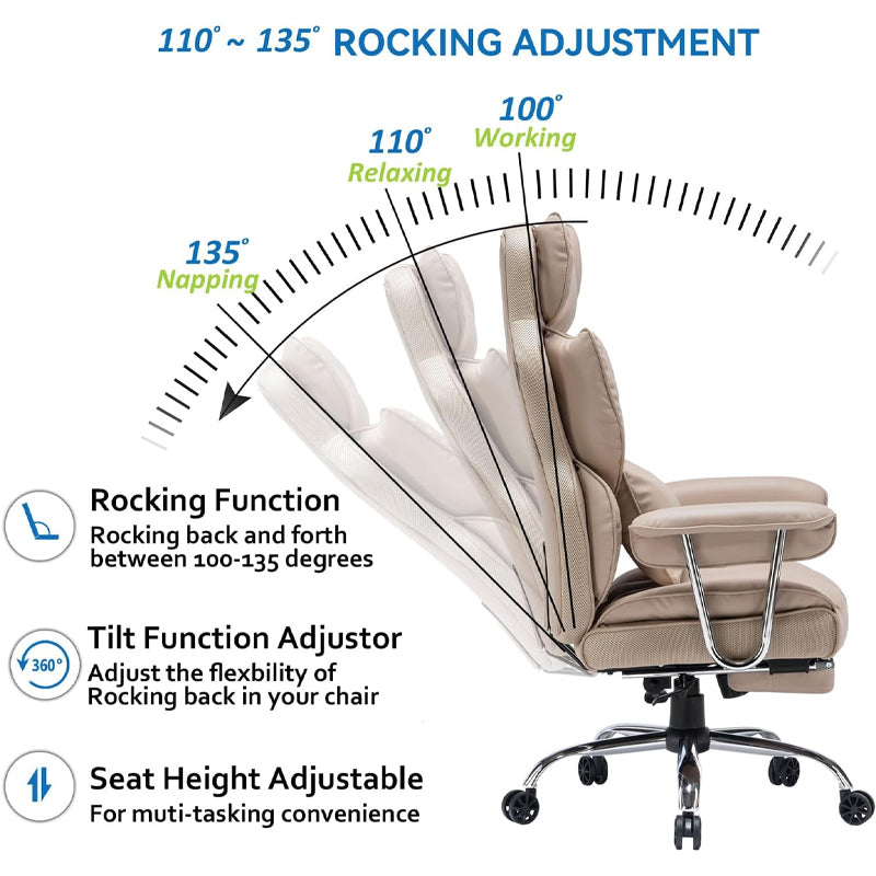 Office Chair 400 lbs Capacity PU Leather Computer Chair with Leg Rest Big and Tall Office Chair