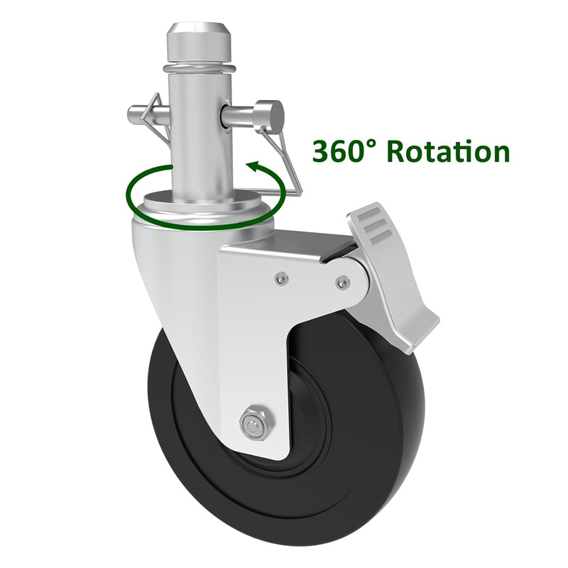 5" Scaffolding Wheels 4 Pack Scaffold Wheels 1" Round Tubing Style 280 lbs Baker Wheels