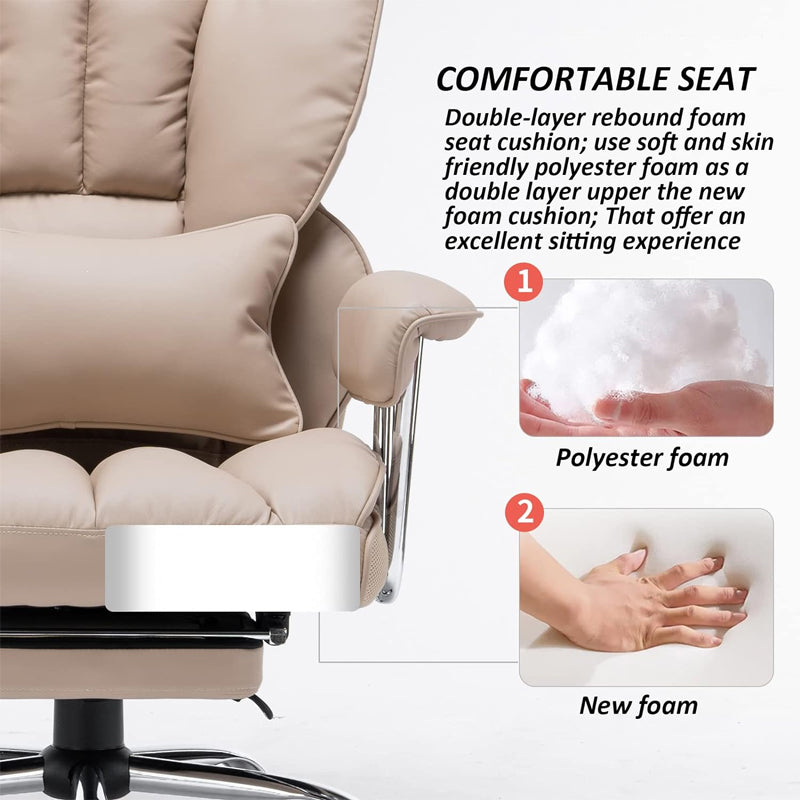 Office Chair 400 lbs Capacity PU Leather Computer Chair with Leg Rest Big and Tall Office Chair