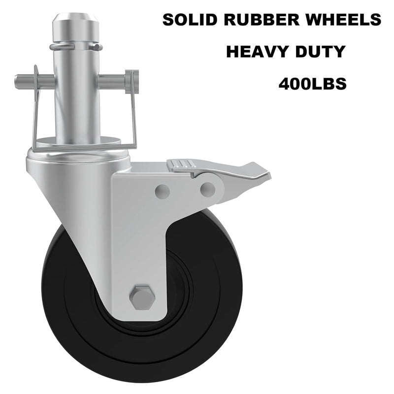 5" Scaffolding Wheels 4 Pack Scaffold Wheels 1" Round Tubing Style 280 lbs Baker Wheels