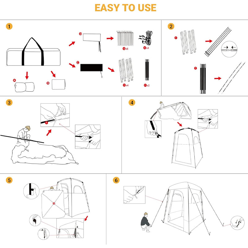 1 Room Camping Shower Tent 66" x 66" x 85" Privacy Tent for Dressing Changing Toilet Bathroom