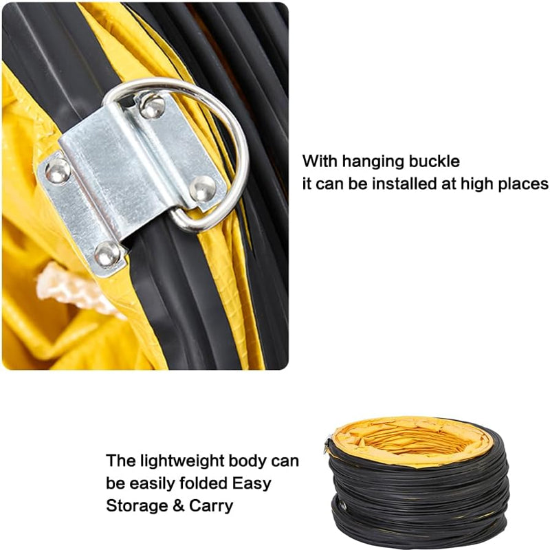 12'' × 16 ft Ducting Hose PVC Flexible Duct Hosing for Utility Blower Exhaust Fan with Rope S Hook & Steel Support