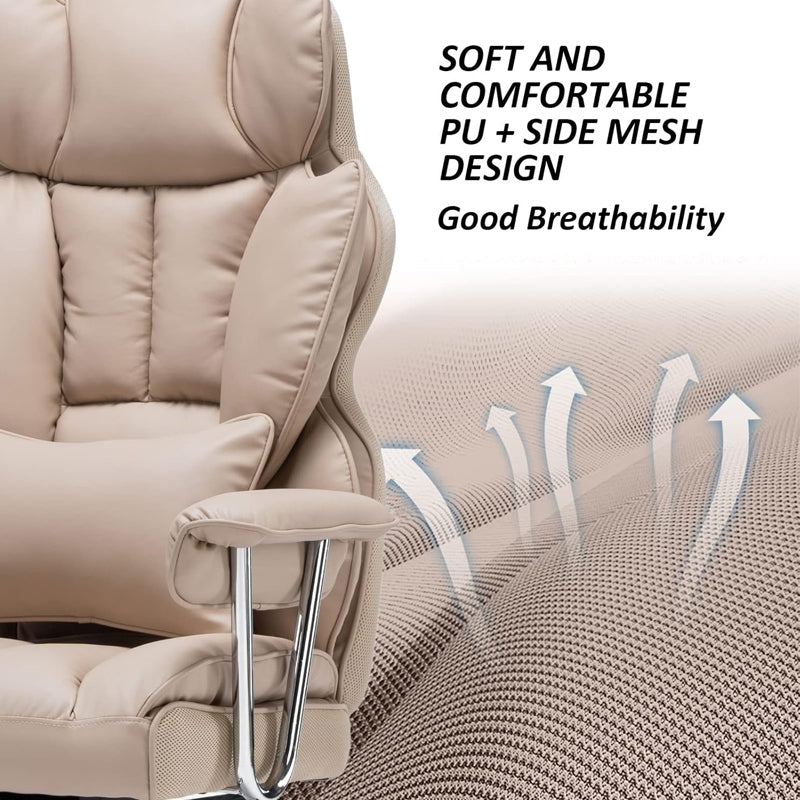 Office Chair 400 lbs Capacity PU Leather Computer Chair with Leg Rest Big and Tall Office Chair