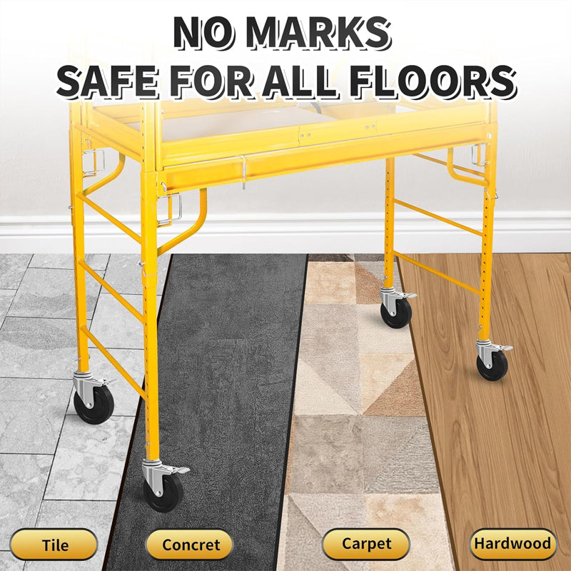 Dual Locking Scaffolding Wheels 5 Inch 4 Pack Heavy Duty Casters 1-1/4" Square Tube Stem Caster