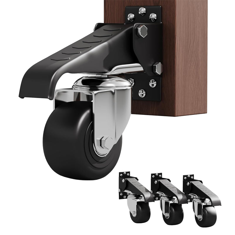 2.5" Workbench Caster Wheels 175 lbs Load Capacity Set of 4 Heavy Duty Stepdown Caster