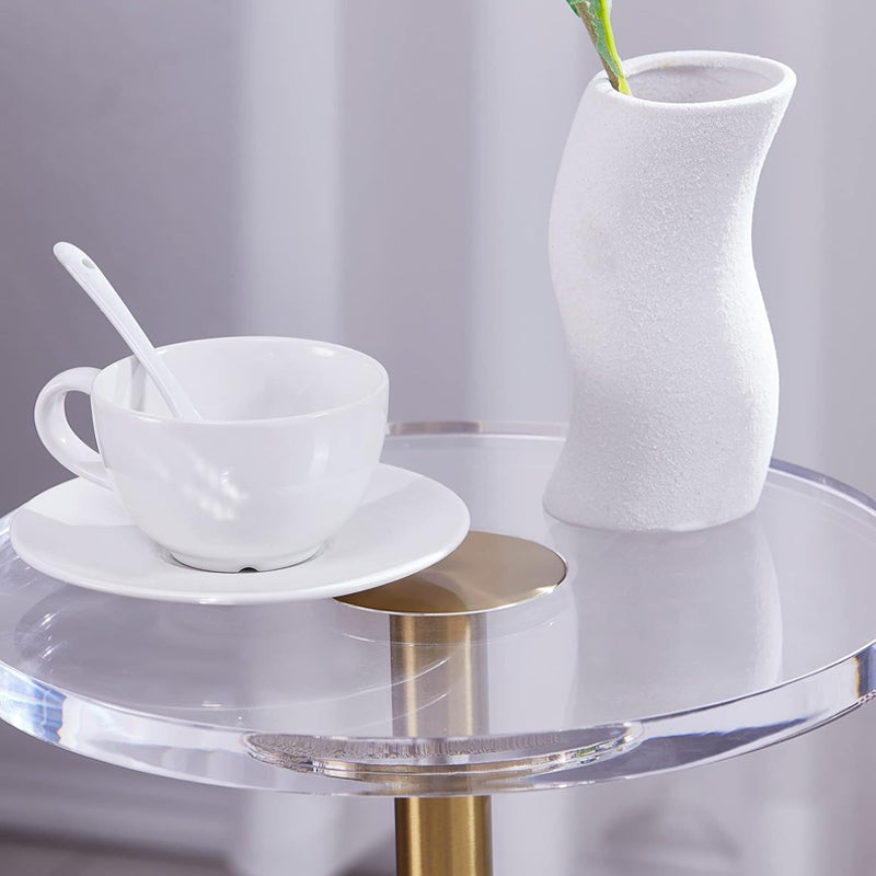 Acrylic Side Table 12 x 12 inch Round Tabletop 20 inch High Clear Small Round End Table with Gold Post