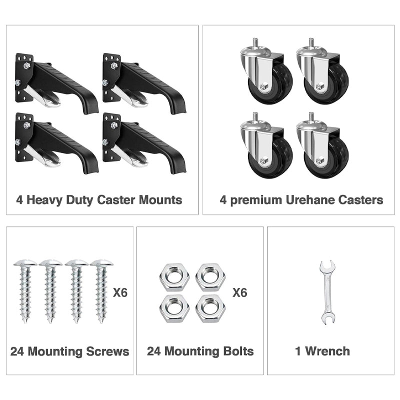 2.5" Workbench Caster Wheels 175 lbs Load Capacity Set of 4 Heavy Duty Stepdown Caster