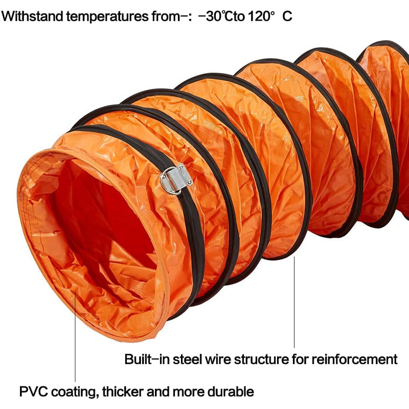 25 ft PVC Flexible Duct Hosing for 10 Inch Utility Blower Exhaust Fan Easy Storage Duct Hose
