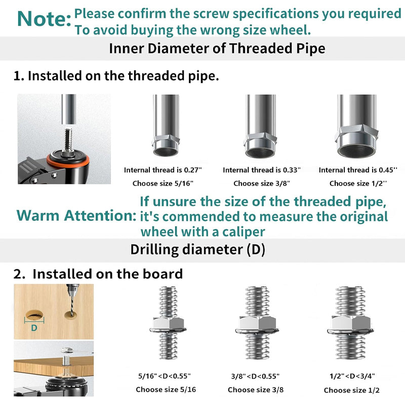 2 Inch Heavy Duty Caster Wheels 150 lbs 4 Pack Threaded Stem Casters with Security Locking Brake