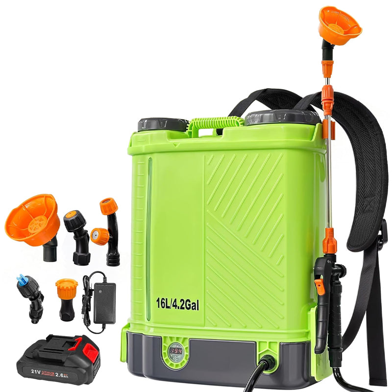 4 Gallon Battery Powered Backpack Sprayer 100 PSI Electric Graden Sprayer 2.6 Ah Battery