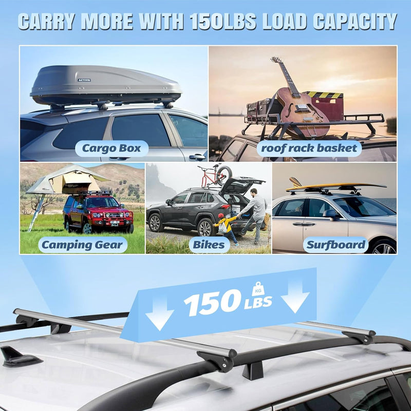 54" Roof Rack Cross Bars Aluminum Roof Rack Crossbars 150 lbs Load Capacity for SUVs Sedans Vans