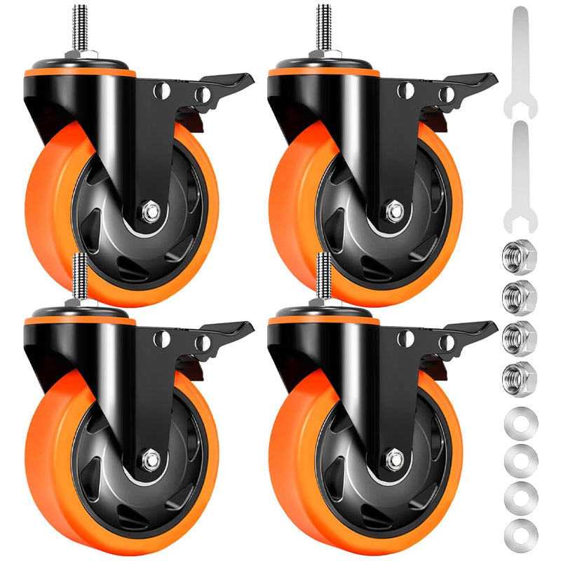 3 Inch Caster Wheels 400 lbs Capacity Threaded Stem Casters 3/8"-16 x 1" for Cart Furniture