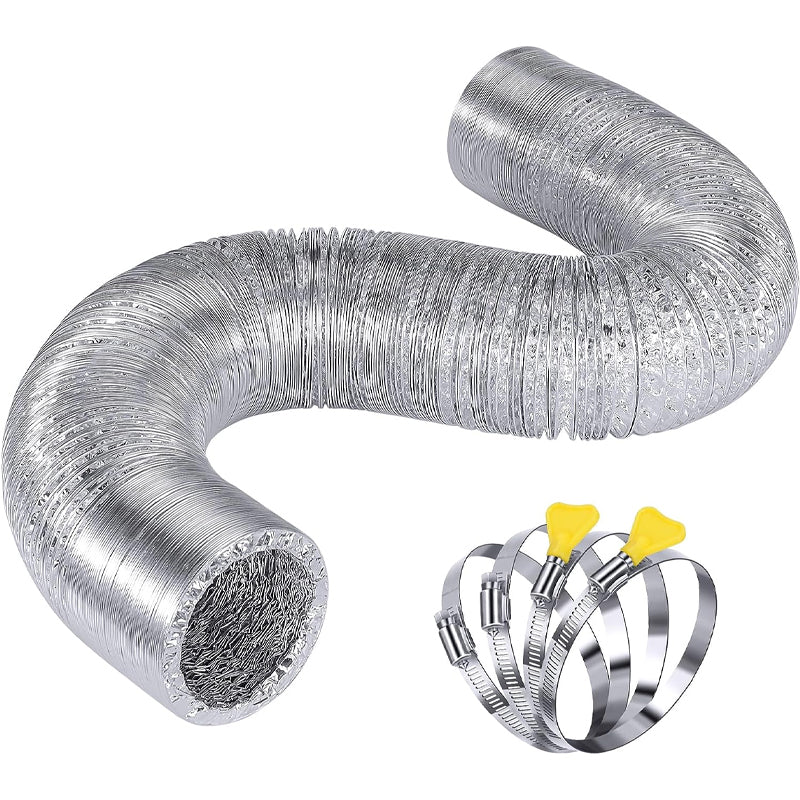 4'' × 25 ft Flexible Dryer Vent Duct Hose Extra Thick Aluminum Foil Grow Tent Exhaust Fan Ducting