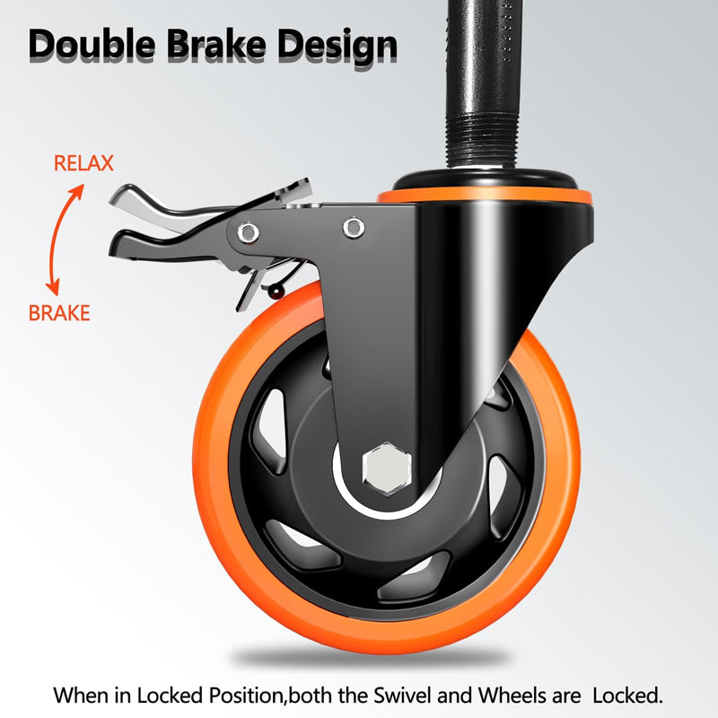 3 Inch Caster Wheels 400 lbs Capacity Threaded Stem Casters 3/8"-16 x 1" for Cart Furniture