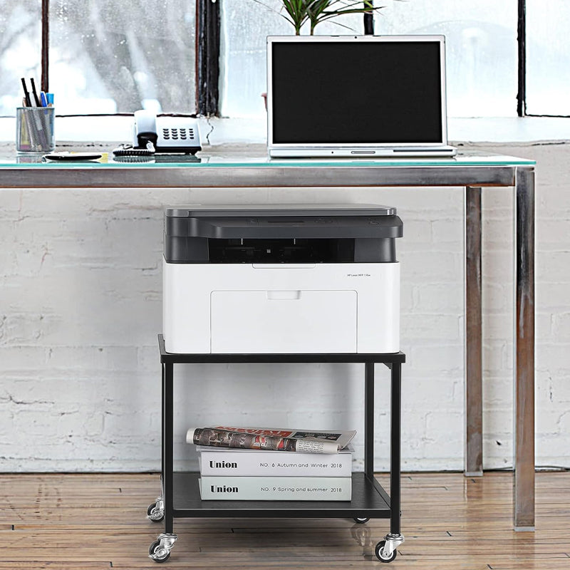 Printer Stand 2 Tier Under Desk Rolling Printer Stand Printer Cart with Storage Shelve and Wheels