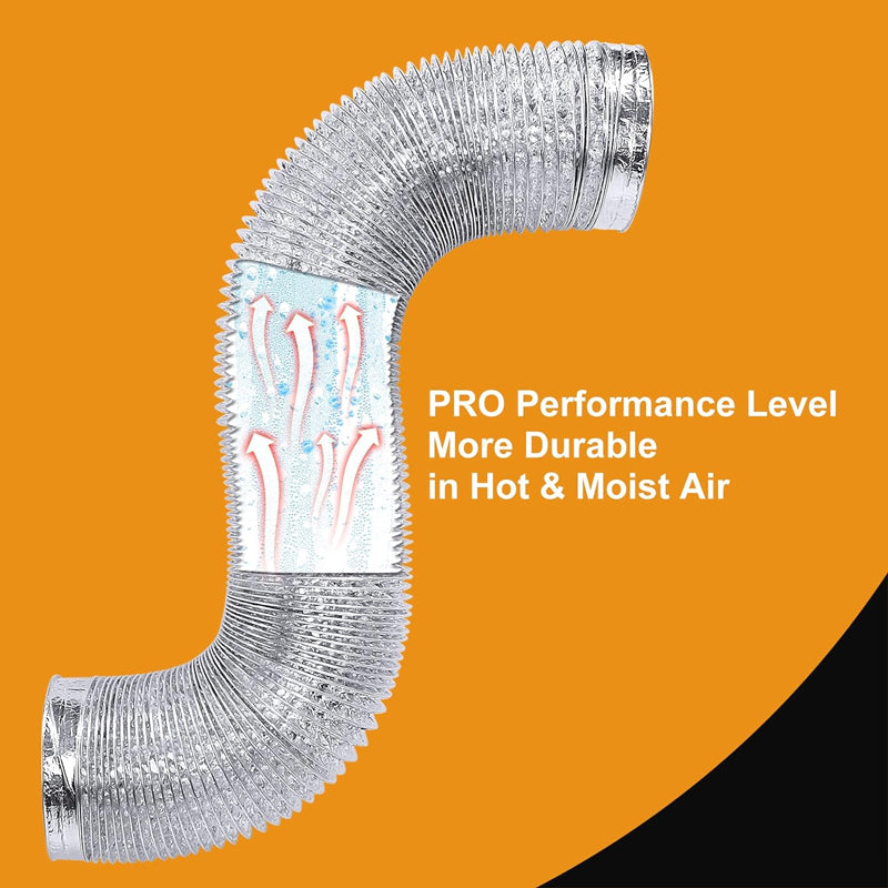 4'' × 25 ft Flexible Dryer Vent Duct Hose Extra Thick Aluminum Foil Grow Tent Exhaust Fan Ducting