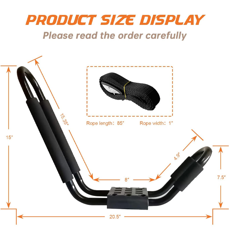 Kayak Roof Rack 2pcs Heavy Duty Kayak Roof Carrier with 2 Ropes for SurfBoard Car SUV