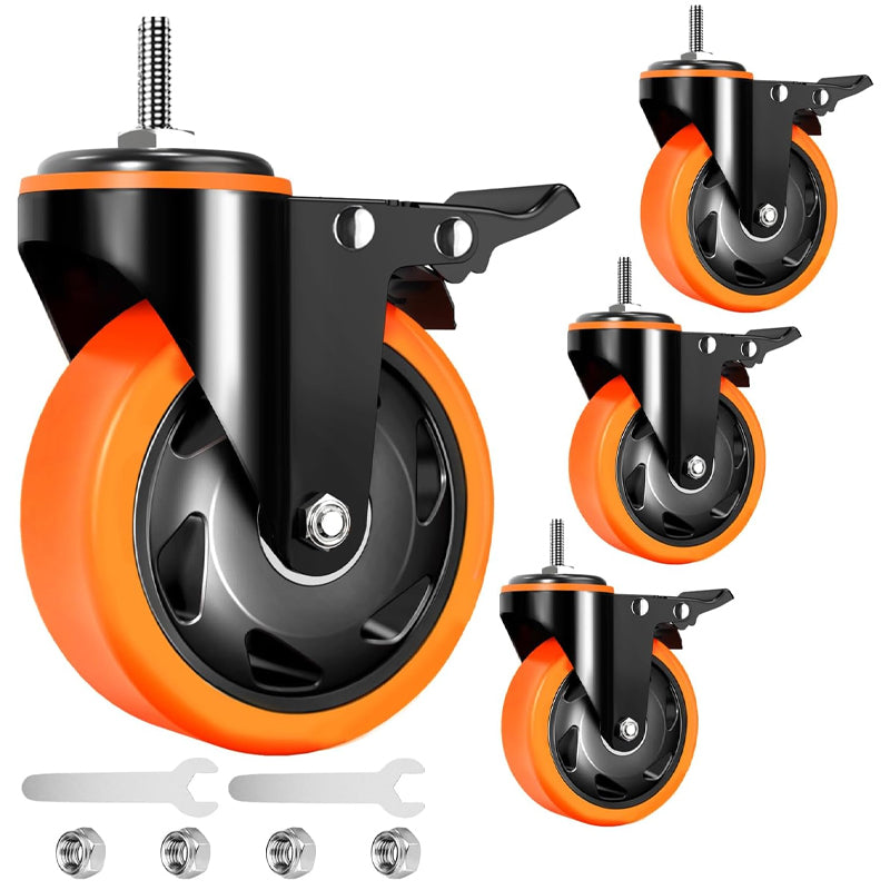 4 Inch Stem Caster Wheels 500 lbs Heavy Duty Industrial Casters No Noise Swivel Caster Wheels