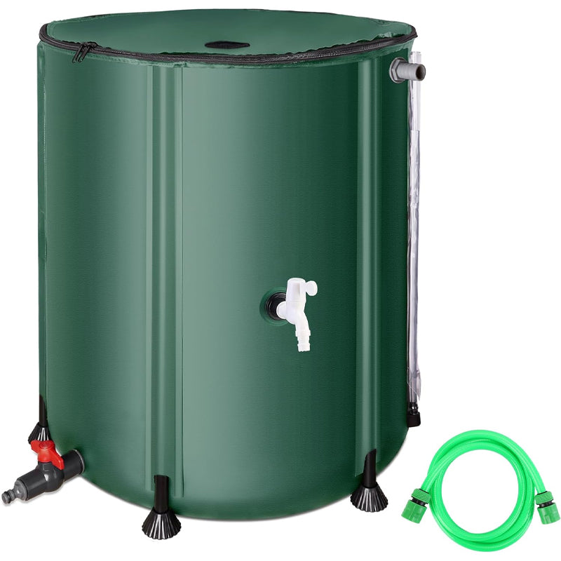 53 Gallon Rain Barrel Portable Water Storage Tank with Filter Two Spigots and Overflow Kit