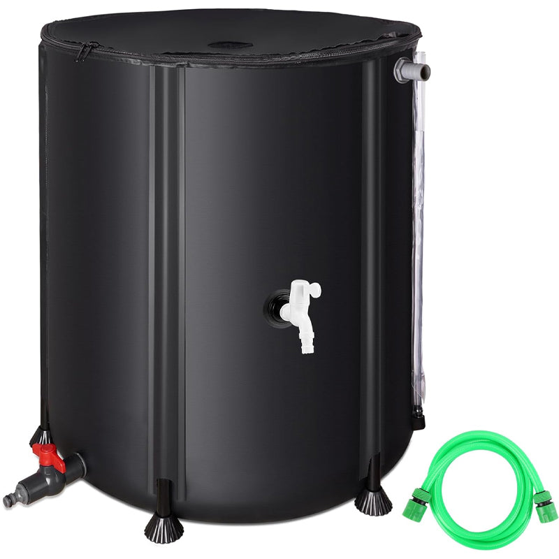 53 Gallon Rain Barrel Portable Water Storage Tank with Filter Two Spigots and Overflow Kit