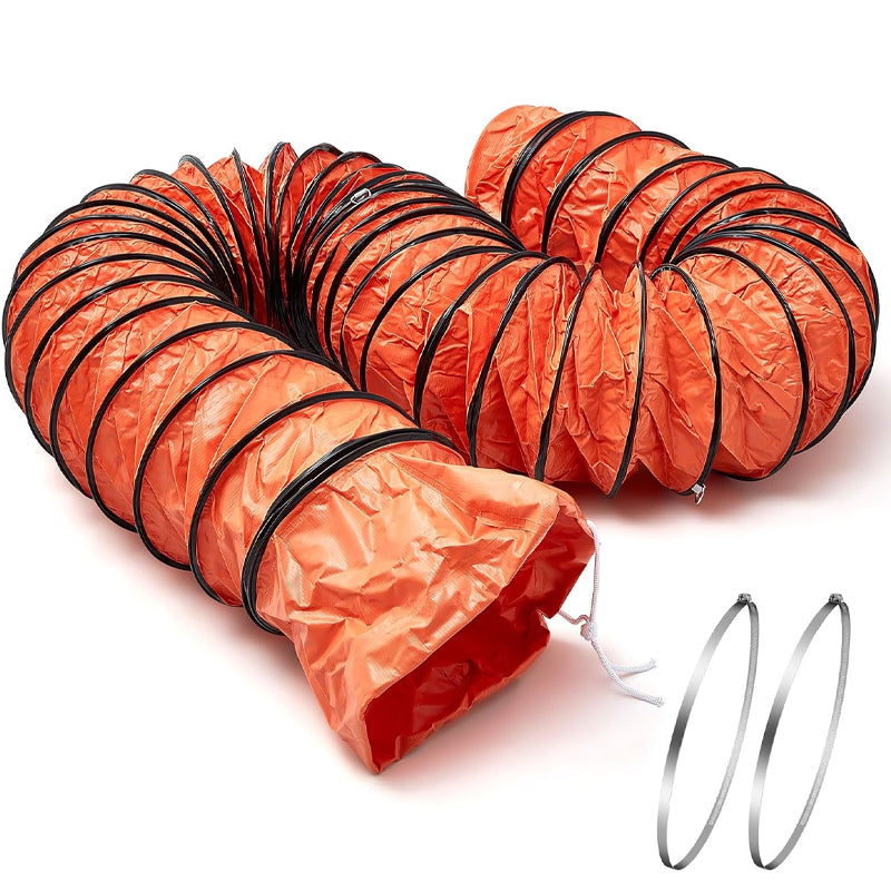 25 ft Duct Hosing 12 Inch PVC Flexible Ducting Hose with Stainless Steel Air Ducting Clamps