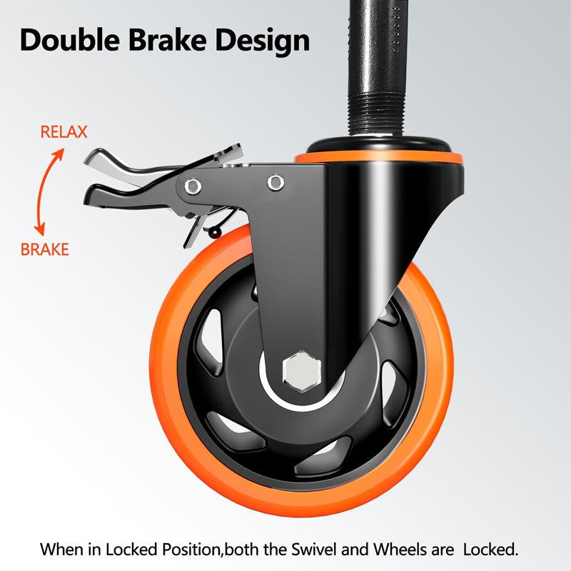 4 Inch Stem Caster Wheels 500 lbs Heavy Duty Industrial Casters No Noise Swivel Caster Wheels